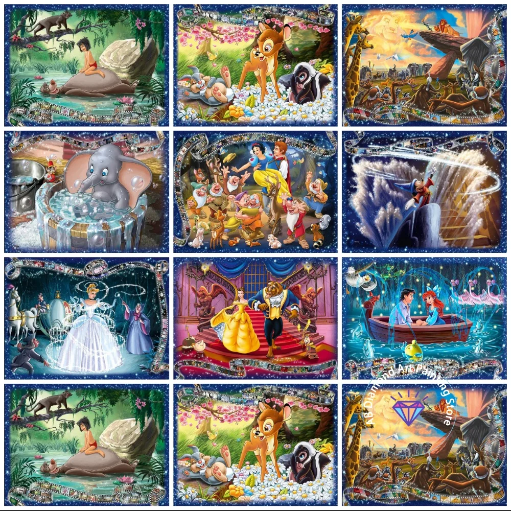 

New Beauty and Beast Dumbo Cartoon AB Diamond Painting Kit Square Round Diamond 5D DIY Mosaic Handmade Art Adult Gift Home Decor