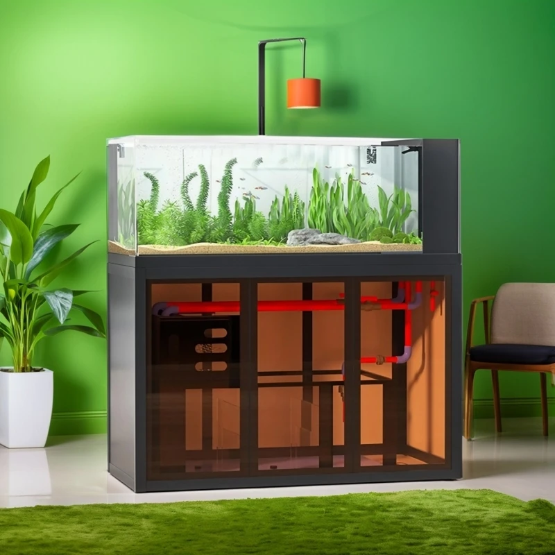 النمط الصناعي مفتوح الرؤية Aquascape حوض السمك الجانب تجاوز حوض تصفية خزان منخفض صيانة نهر تيار البيئي للأسماك