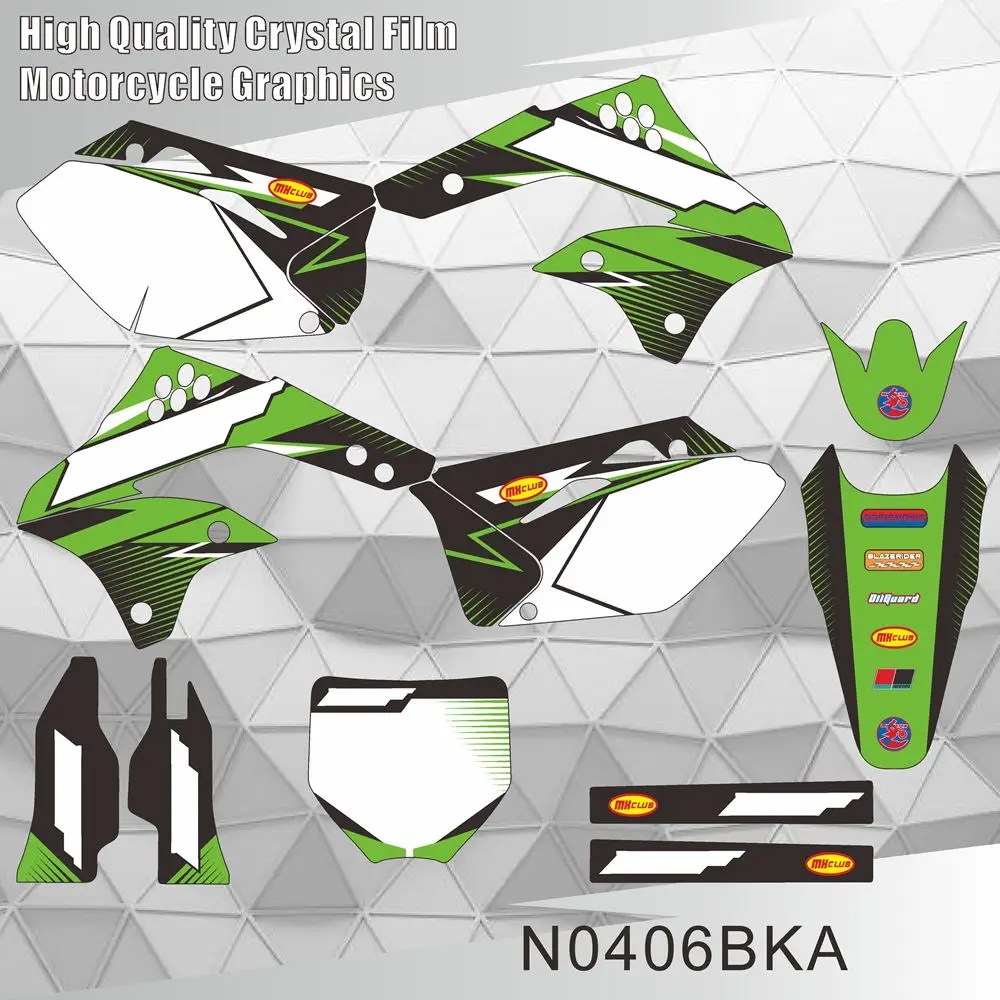 For Kawasaki KX 450F KXF450 2006 2007 2008 Full Graphics Decals Stickers Motorcycle Background Custom Number Name N0406BKA