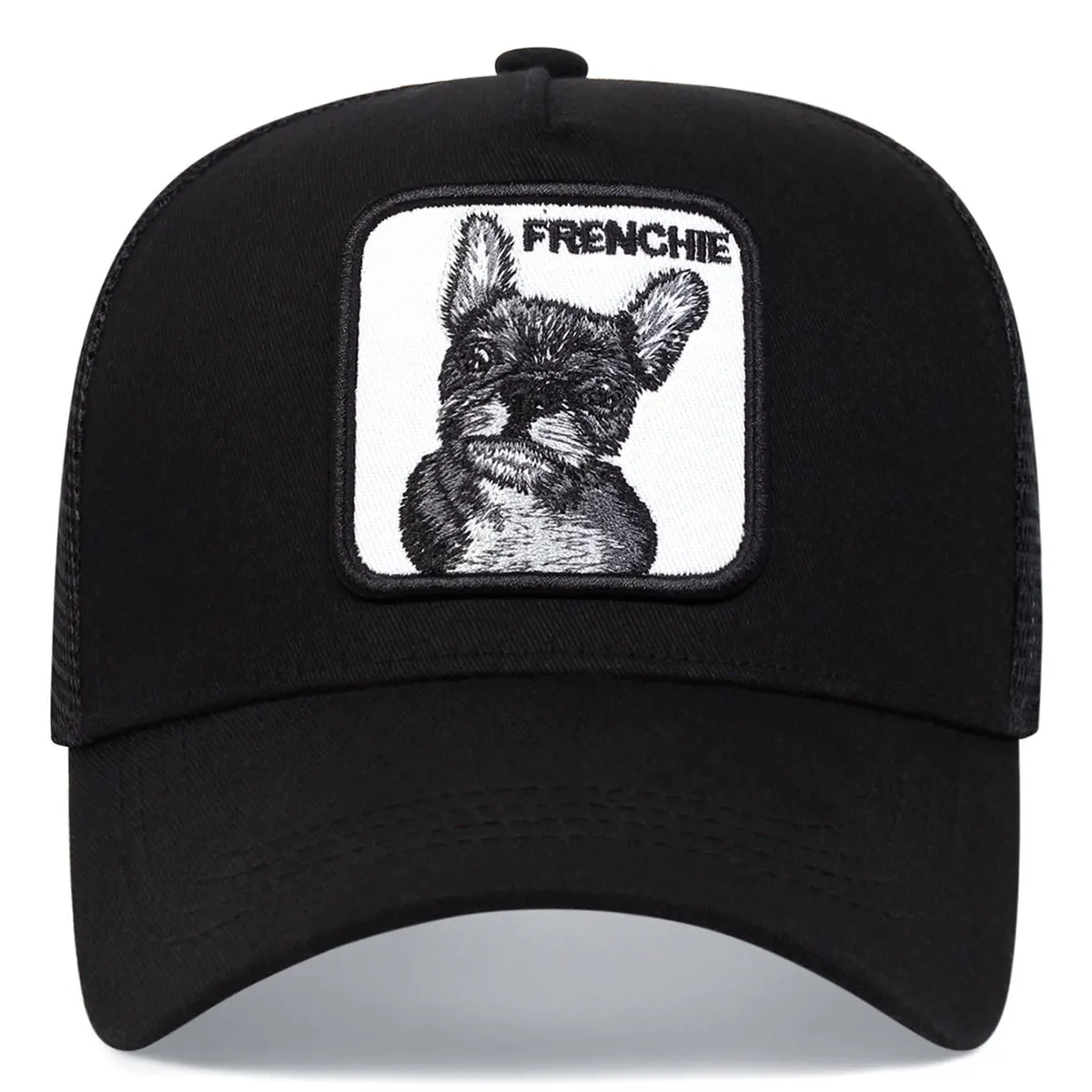 Neutral dog embroidered baseball net hat, spring and summer outdoor adjustable casual hat, sun protection hat