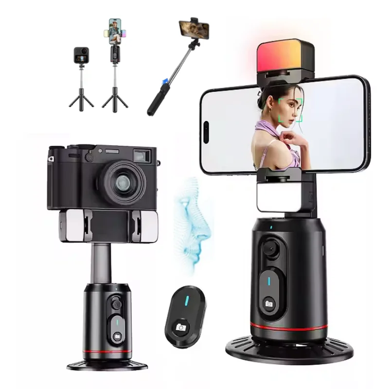 MEUYAG Selfie Stick with Bluetooth remote 360° rotation Following Shooting Mode Gimbal Stabilizer Tripod With light For iPhone