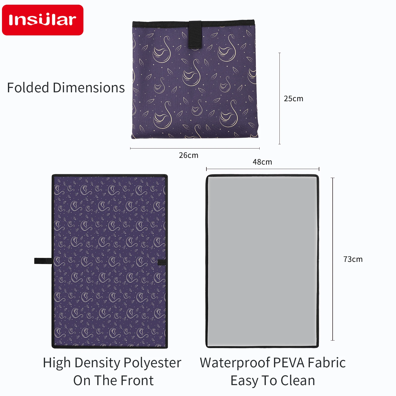 Matelas à langer Portable de voyage 73x48cm, tapis lavable pratique 0-1Y, coussin pliable et étanche, facile à ranger