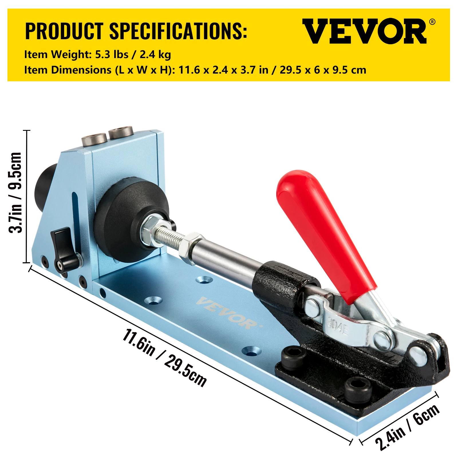 VEVOR Pocket Hole Jig Kit System M4 alluminio aggiornato falegnameria regolabile falegnameria guida di perforazione per la lavorazione del legno Set di strumenti per intaglio