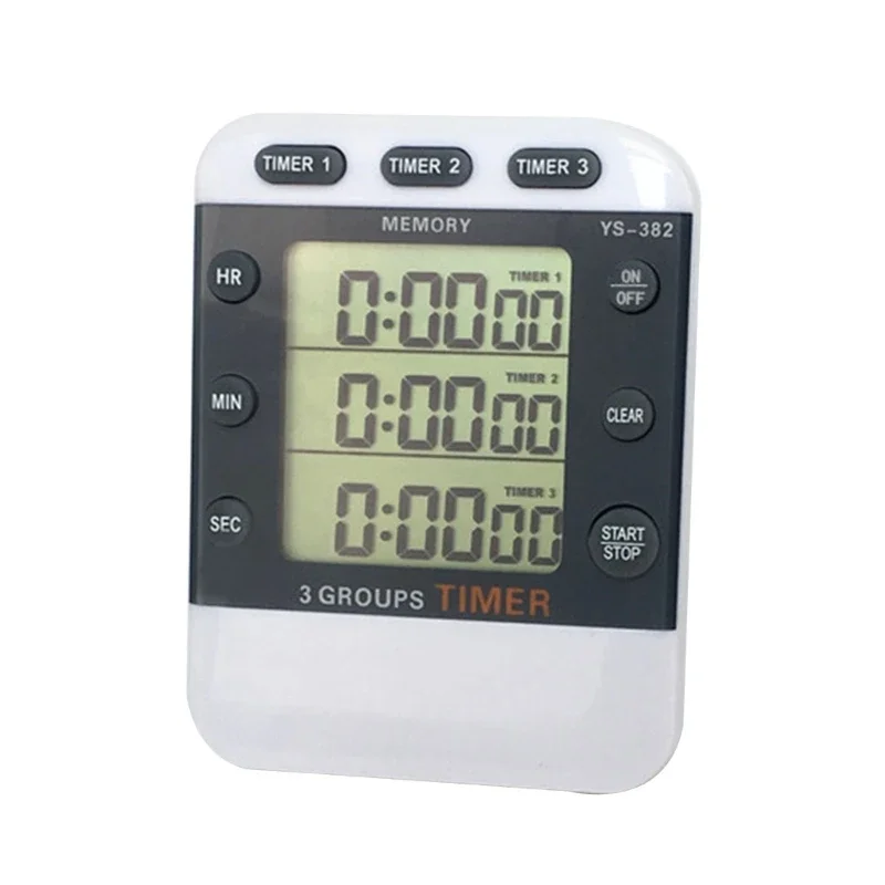 Grote display kooktimer keuken kooktimer pocket timer 3 channel count up/down timer met magneet- en rugclip