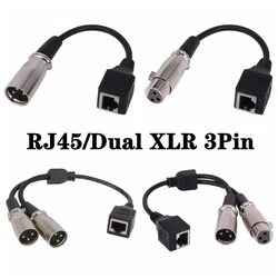 Dual XLR 3Pin Female male to RJ45 female audio Network Interface female to XLR 3pin female Audio signal transmission Short cable