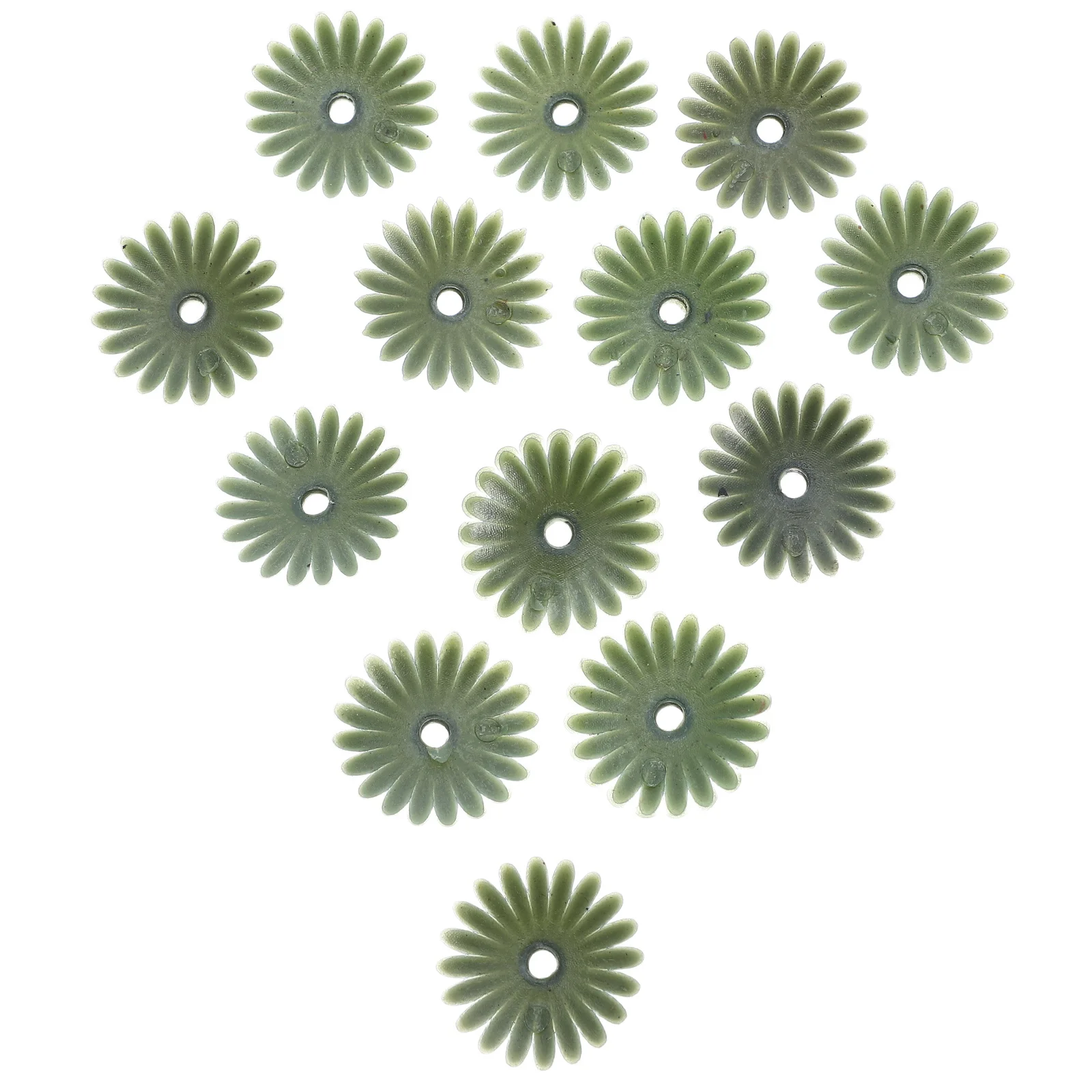 

100Pcs Artificial Flower Calyx Green Plastic Flat Bottom Sepal Caps Flower Bases for Bouquet Repair Chrysanthemum Daisy Supplies