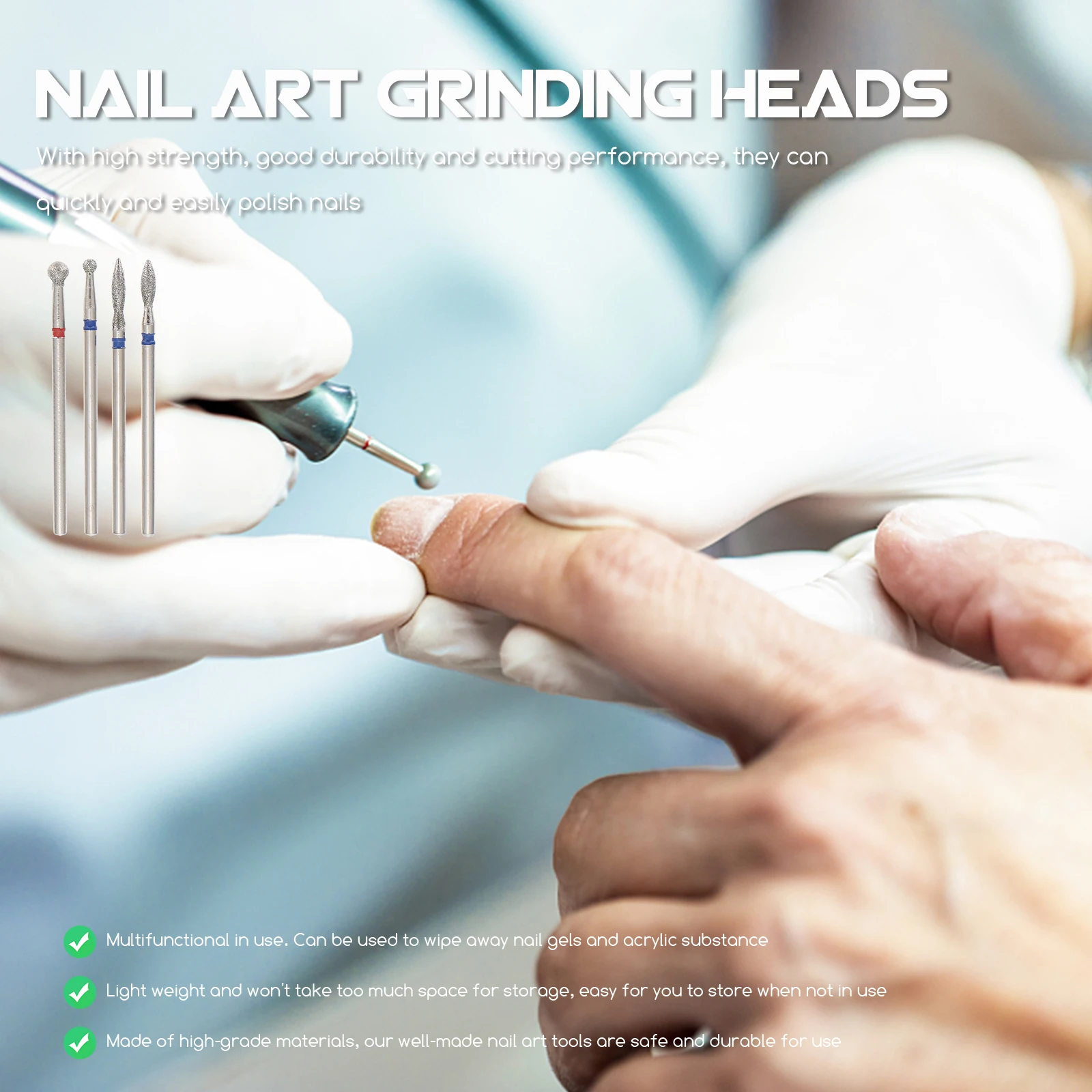 

4Pcs Tungsten Carbide Nail Drill Bits Set High Durability for Acrylic Gel Nails Manicure Nail Art Supplies Salon Home Care Kit