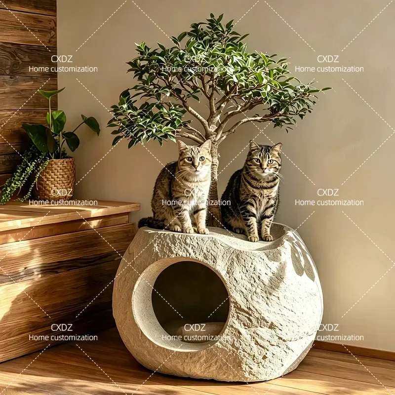 Large Cat Tree with Semi-Closed Litter Box and Cozy Sleeping Nest All Season Universal Pet House for Cats Secure and Spacious