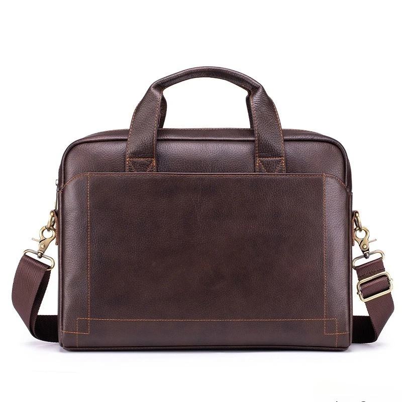 Men's Genuine Leather Briefcase 15.6 Inch Laptop Padded Compartment Business Office Hand Shoulder Bag