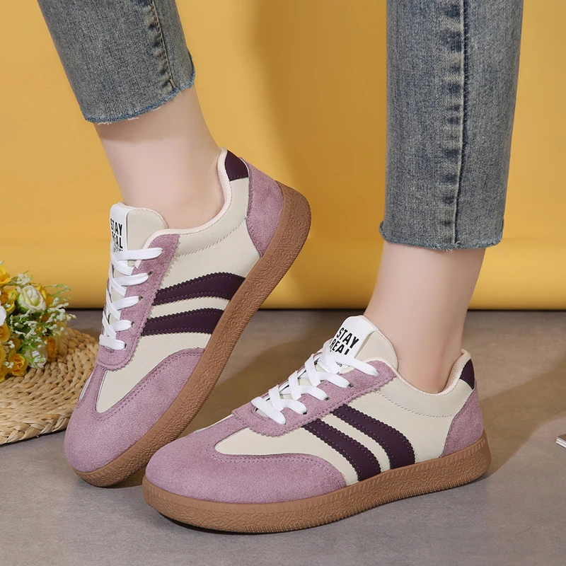 Leichte, bequeme Sneaker für Damen, modische gestreifte Schnürschuhe, lässige, atmungsaktive grüne Sneaker in großen Größen – Detail 5