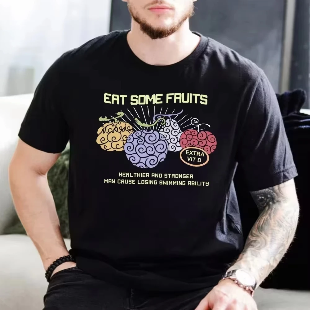 Camisetas de algodón de una pieza de Anime Demon Fruit para hombre y mujer, Camiseta gráfica de gran tamaño Unisex, camisetas de algodón, ropa