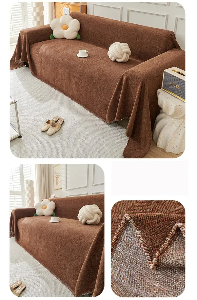 Einfaches Chenille-Sommer-Sofa-Handtuch Einfarbig Multifunktionales Dekoratives Heim-Sofa-Handtuch Sommer Universelle Sofa-Abdeckungen – Detail 11