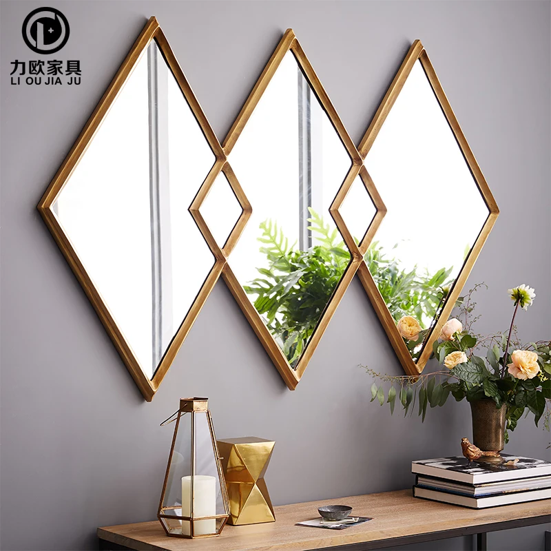 Wall Mounted Hanging Decorative Mirror Sofa Background Wall Entrance Wall Hanging Mirror Creative European Living Room