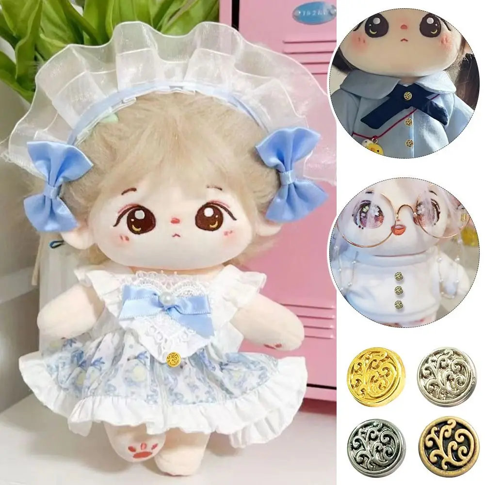 20pcs New 7mm Floral Button Buckle Mini 4 Colors Clothes Metal Buckles Pattern Decoration Buckles for 1/6 Doll
