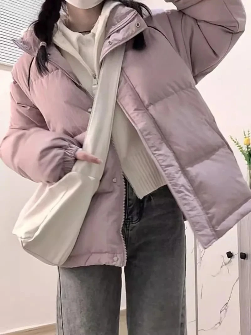 

Women's Bread Sle Winter Coat Korean Loose Fit Long Zipper Closure Polyester Fabric