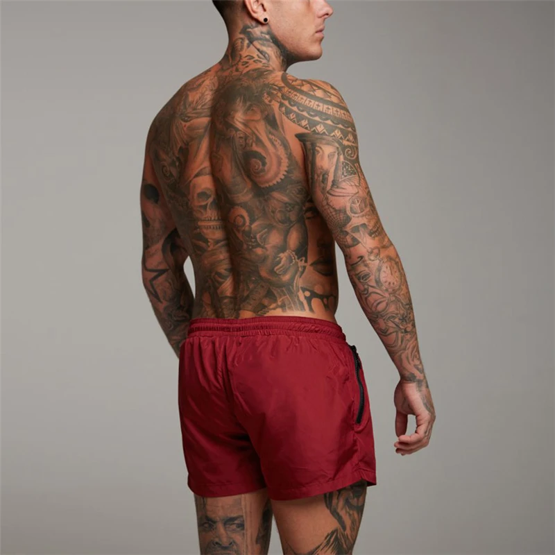 Men's Summer Beach Shorts Quick Dry Surfing Swim Trunks With Secure Zipper Pockets Elastic Drawstring Gym Running Board Shorts