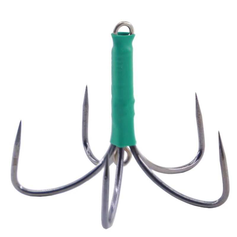 

High Carbon Steel Barbless Treble Hooks Three Four Five Claw Double Ring Anchor Hooks Silver Bighead Carp Spear Snagging Fishing