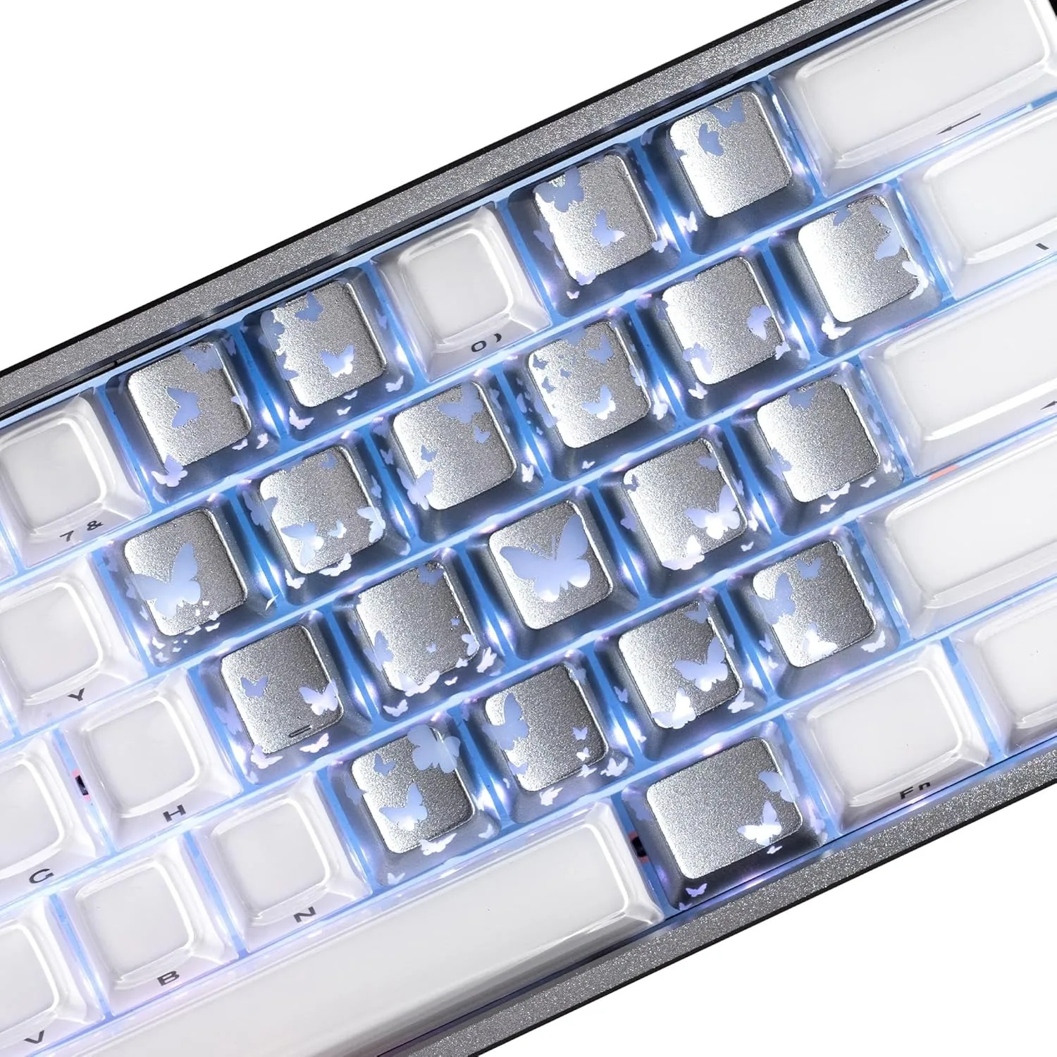 

21 Keys RGB Butterfly Heart Keycaps Set IMD Shine Through Decorative OEM Profile DIY for Mechanical Keyboard