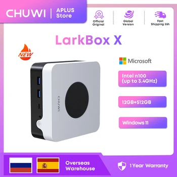 CHUWI LarkBox X 미니 PC, 미니 데스크탑 컴퓨터, 인텔 N100, 최대 3.4GHz, 512GB SSD, 12GB RAM, WiFi 6 HDMI, 윈도우 11, 4K UHD 출력 