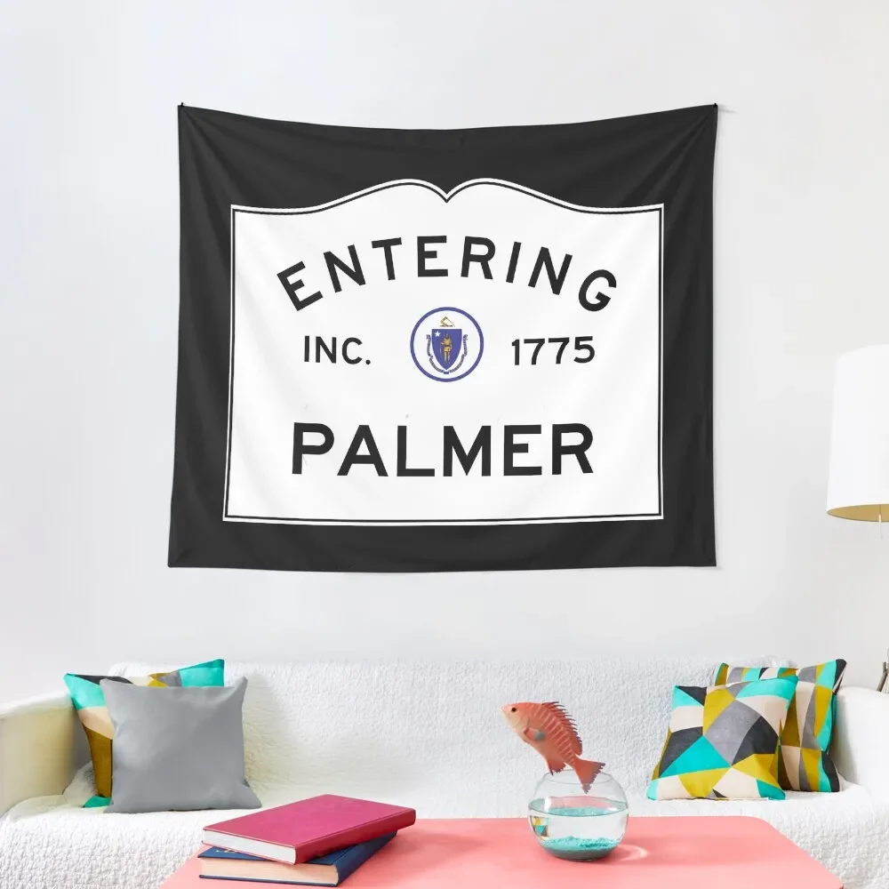 

Entering Palmer Massachusetts - Commonwealth of Massachusetts Road Sign Tapestry Decoration Home Tapestry