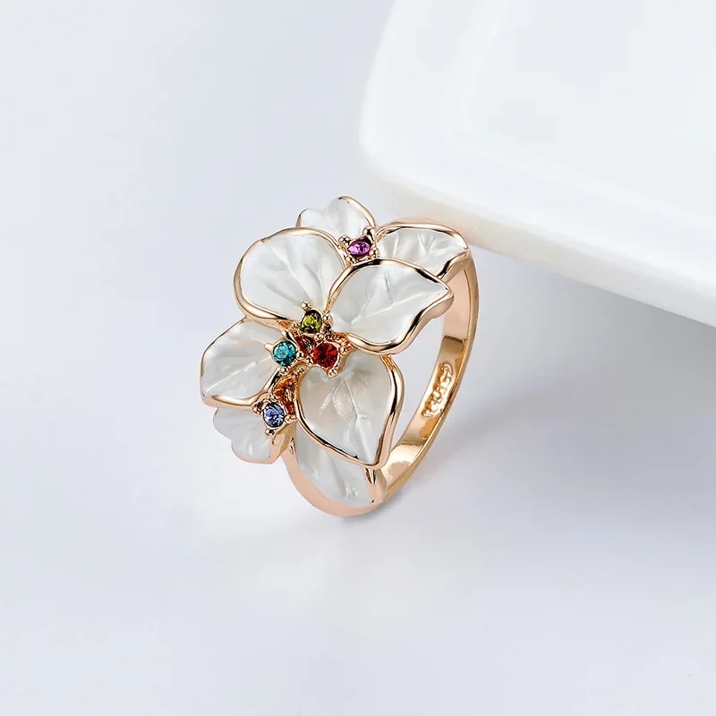 Iutopian Brand Flower Series Rings For Women Anel 3 Colors Dont Fade Anti Allergy Big Size #RG95676