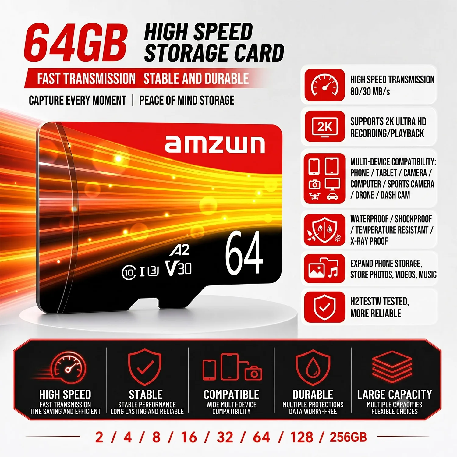 

U3 High Speed Micro SD TF Card 32GB 64GB 128GB 256GB Full HD Memory Card for Phone Camera