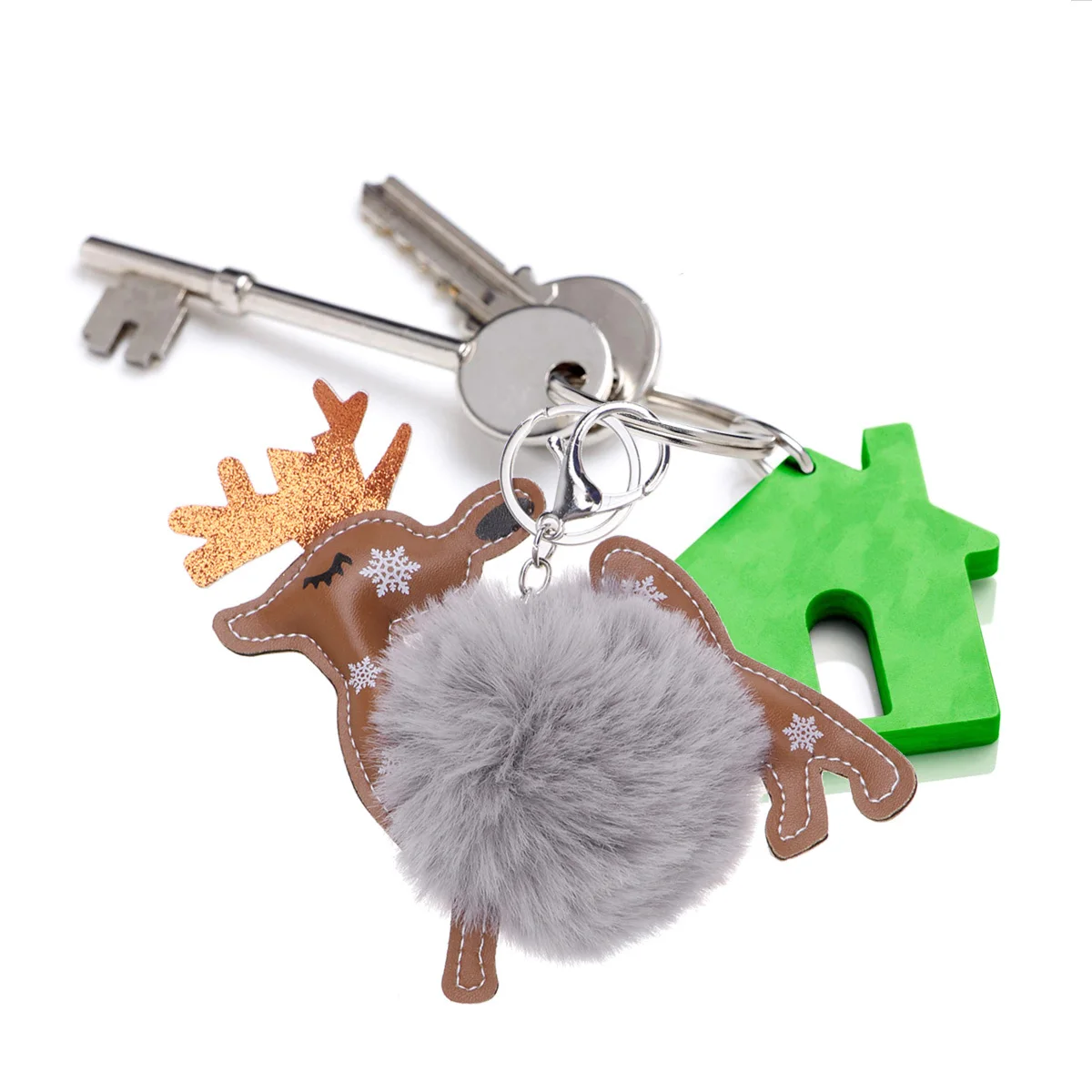 الأيائل المفاتيح رمادي فاتح عيد الميلاد الكرة قلادة حقيبة يد معلقة سحر للنساء أطفال عطلة هدية ديكور التبعي