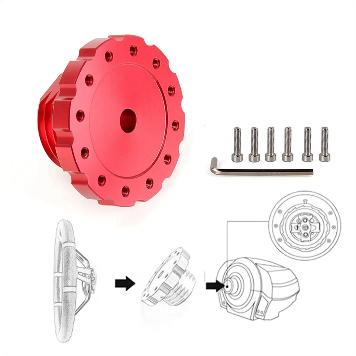 A003 GAMING Steering Wheel Adapter Sim Racing Gaming Steering Wheel Adapter for TX/T300/T500/-PC/-XW Red