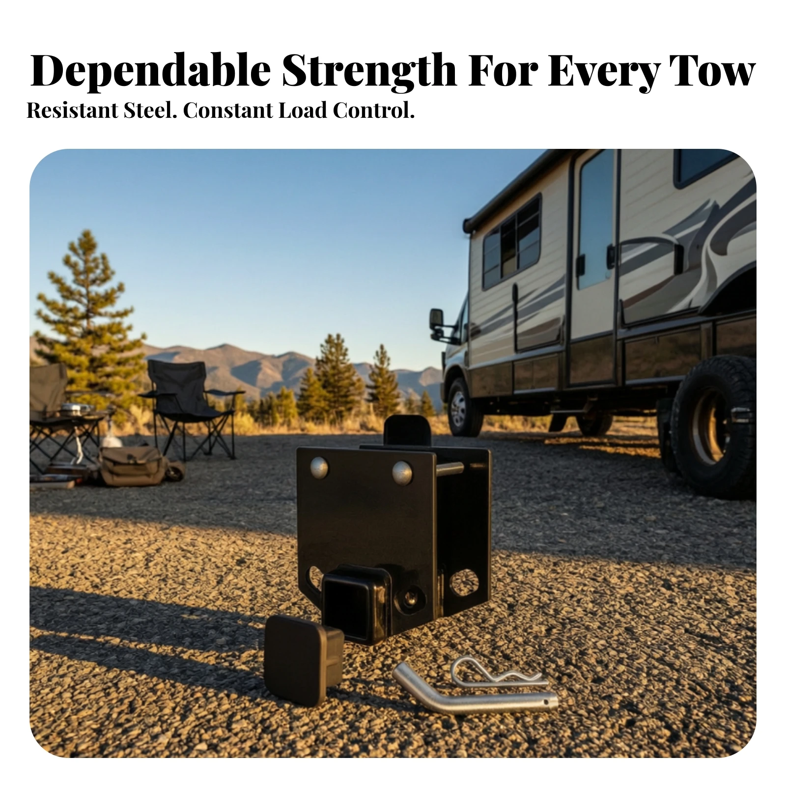 Bumper Hitch Receiver Long-Lasting RV Bumper Hitch Receiver Hardware Sturdy Powder-Coated for Travel Trailers