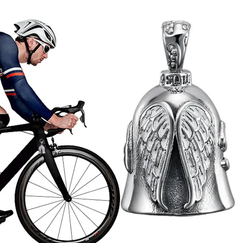 Guardians Angel Ride Cycling Motorcycle Bell Keychain Titanium Steel Retro Lucky Exorcist Bell Motorcycle Hanging Riding Bell