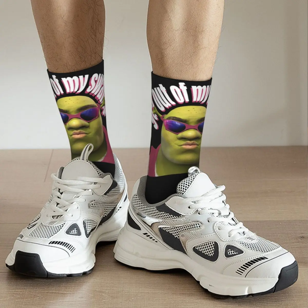 Harajuku Men Socks Pink Shreks Get Out Of My Swamp Funny Meme Accessories Super Soft Sport Sock All Seasons