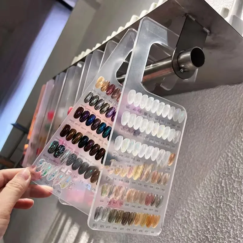 2pcs Transparent Nail Art Display Board Hook Nail Swatches Color Card Chart Acrylic Palette Showing Shelf Manicure Tool