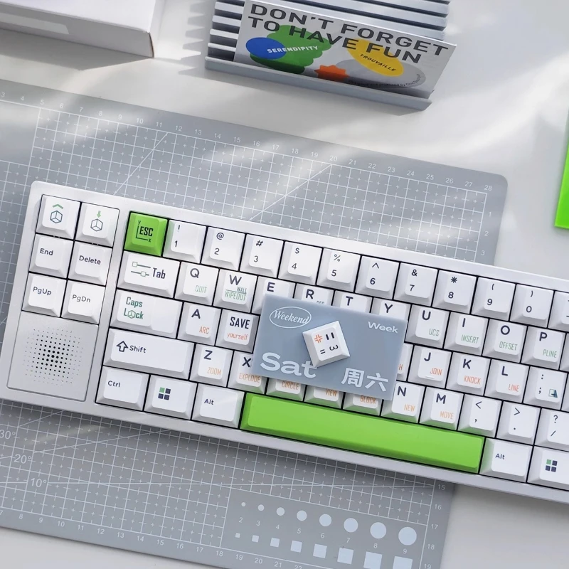 الرجعية: لا REDRAW cad-ver Il Domi مفتاح كيكابس مخصصة PBT الأبيض والأخضر مجموعة كاملة keycap لطيف الكرتون أنيمي نقطة مفتاح قبعات اللاعبين