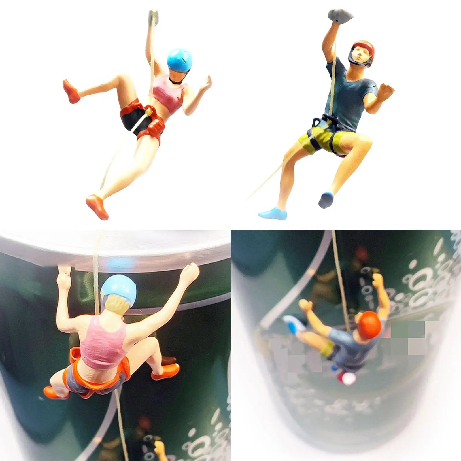 登山人の置物、ミニチュアおもちゃ、小型キャラクターモデル、ミニチュア、マウント、クライミング