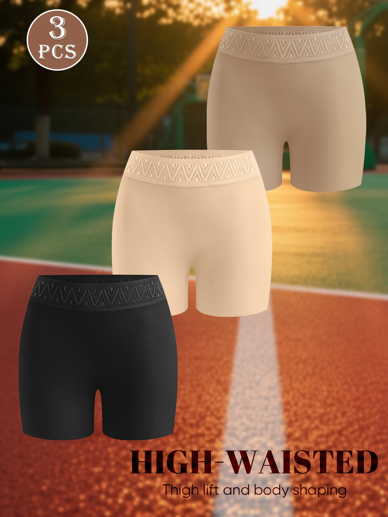 Olishi 3 Pack Seamless High Waist Shaping Shorts Women Ribbed Anti Chafing Underwear Slimming Boyshorts Thigh Lift S M L XL XXL