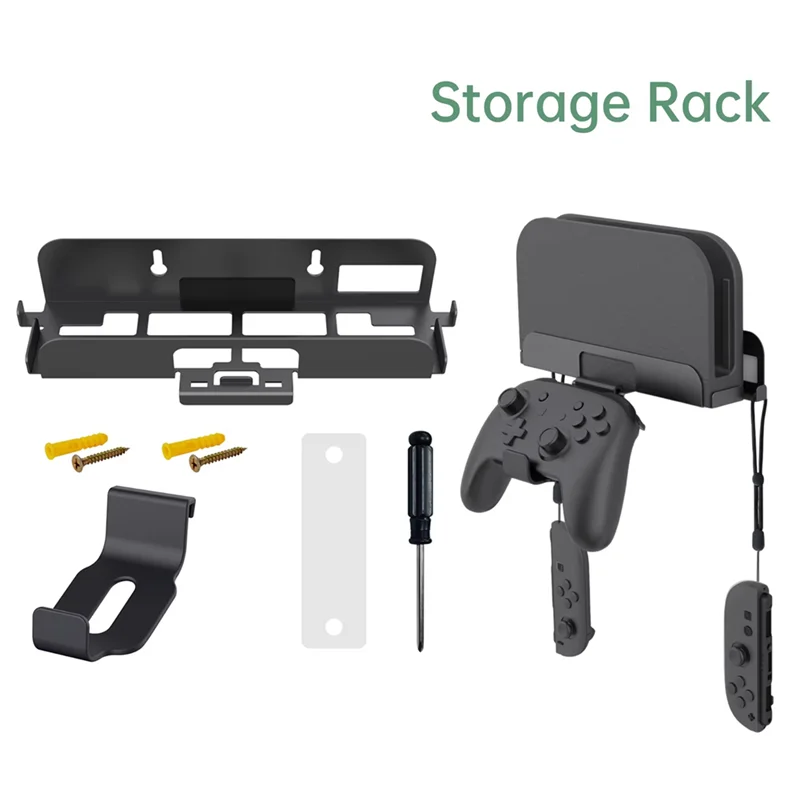 

A72T Wall Mounted Storage Rack For Nintendo Switch 2 Metal Host TV Box Wall Mount Holder Stand With Joy-Con Hook Support