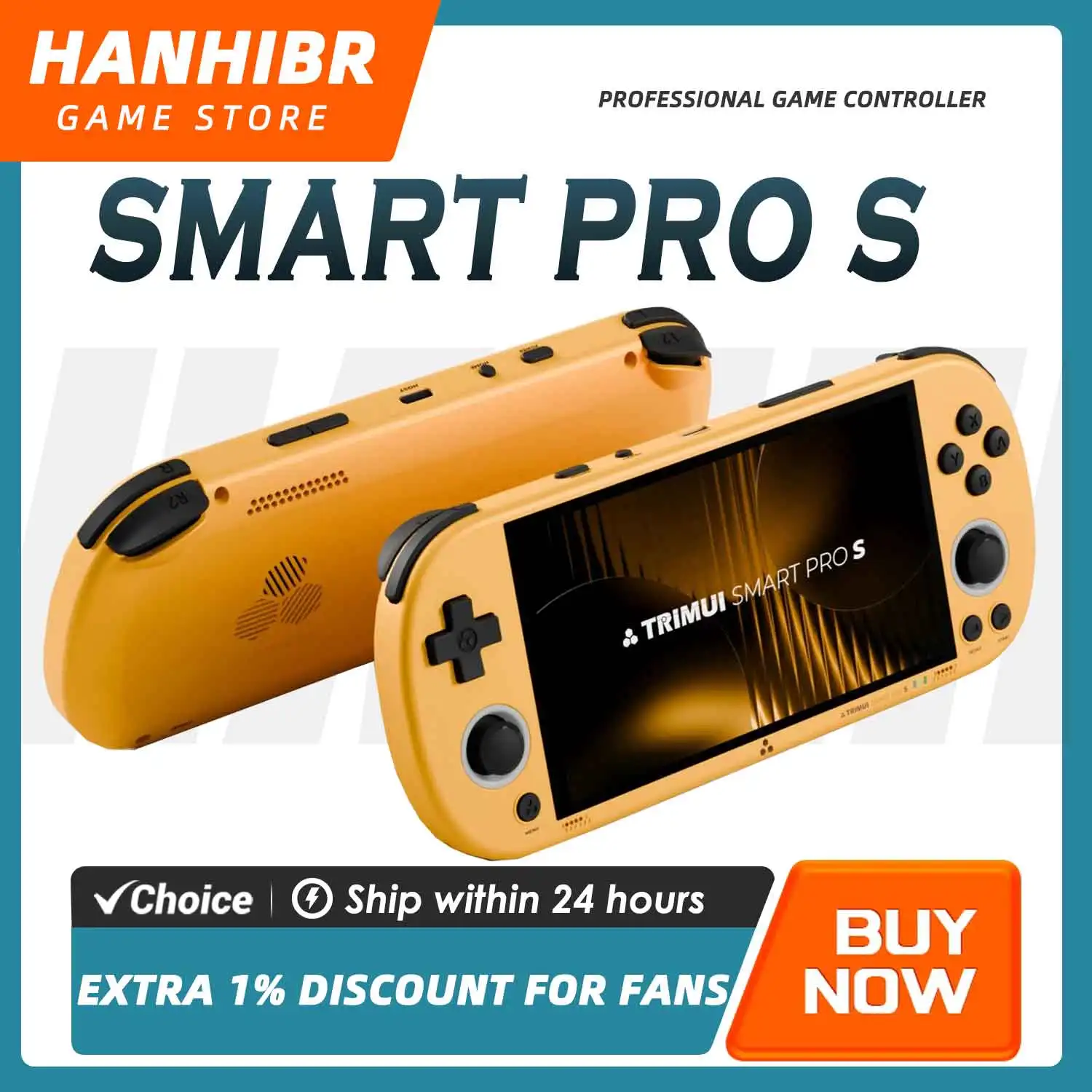 

Портативная игровая консоль TRIMUI SMART PRO S с открытым исходным кодом Linux, 4.96-дюймовым IPS-экраном 1280x720, процессором Allwinner A523, джойстиком TMR, RGB LED-подсветкой и аккумулятором 5000 мАч