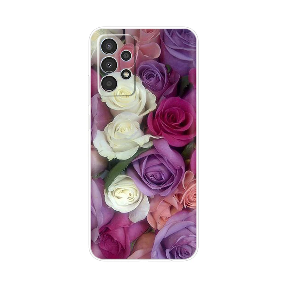 For Samsung Galaxy A53 5G Case Colorful Flower Painted Cover 6.5'' Clear Silicone Phone Case For Samsung A53 A 53 5G Soft Fundas