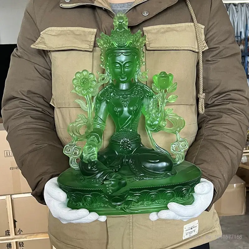 

Green Tara Buddha Statue, Resin Crafts, Esoteric Holy Salvation, Household Desktop Decoration, Gold Plated Decoration, 1Pc