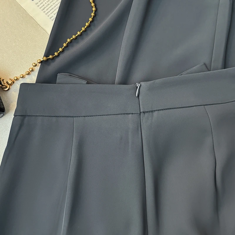 Pantaloni a gamba larga neri streetwear Pantaloni da abito larghi con fiocco alla moda da donna Pantaloni dritti casual coreani a vita alta da donna estivi Novità