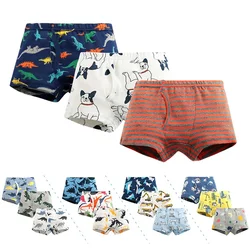 Kids Boys Cotton Boxer Briefs 3-10 Years Teen Boys Underpants 3pcs Cartoon Dinosaur Teenages Students Underwear