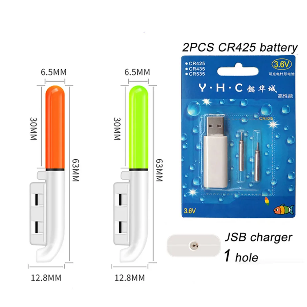 야광 플로트 스틱 라이트 낚시 전자 로드, CR425 3.6V 리튬 배터리, LED 탈착식 USB 충전, 방수 야간 태클