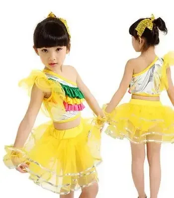 

1set/lot children sequins latin dress Children Colorful Skirt top Costumes for Kids Child Sequin jazz clothing