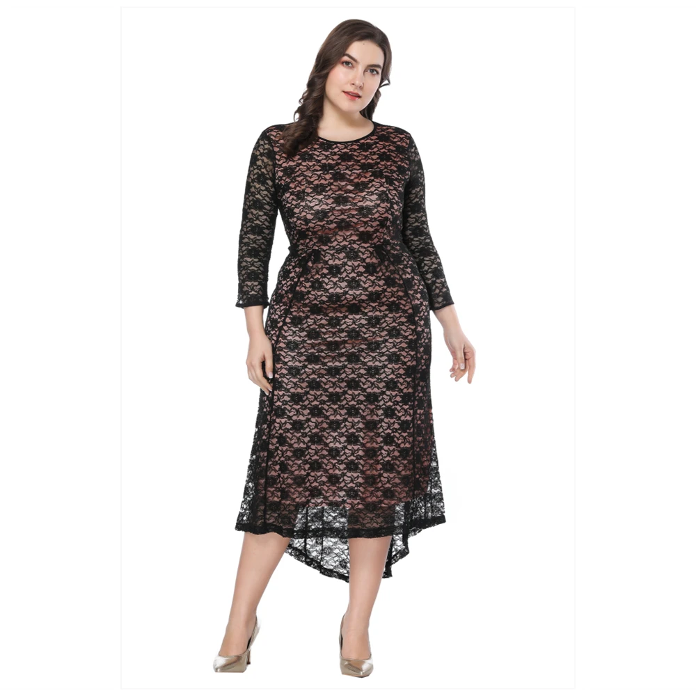 2021 Spring Hot Sale European And American Style Plus Size Lace Dress For Women