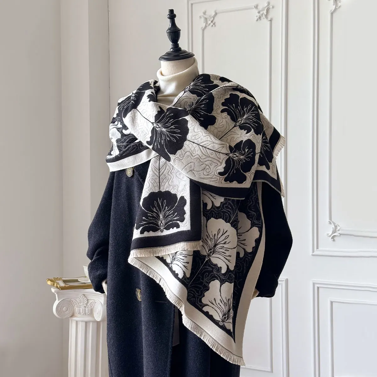 

Брендовое зимнее одеяло, шарф, шаль для женщин, теплый лист пашмины, геометрические цветные блоки, накидка с принтом, имитация кашемира, платок, Scrav