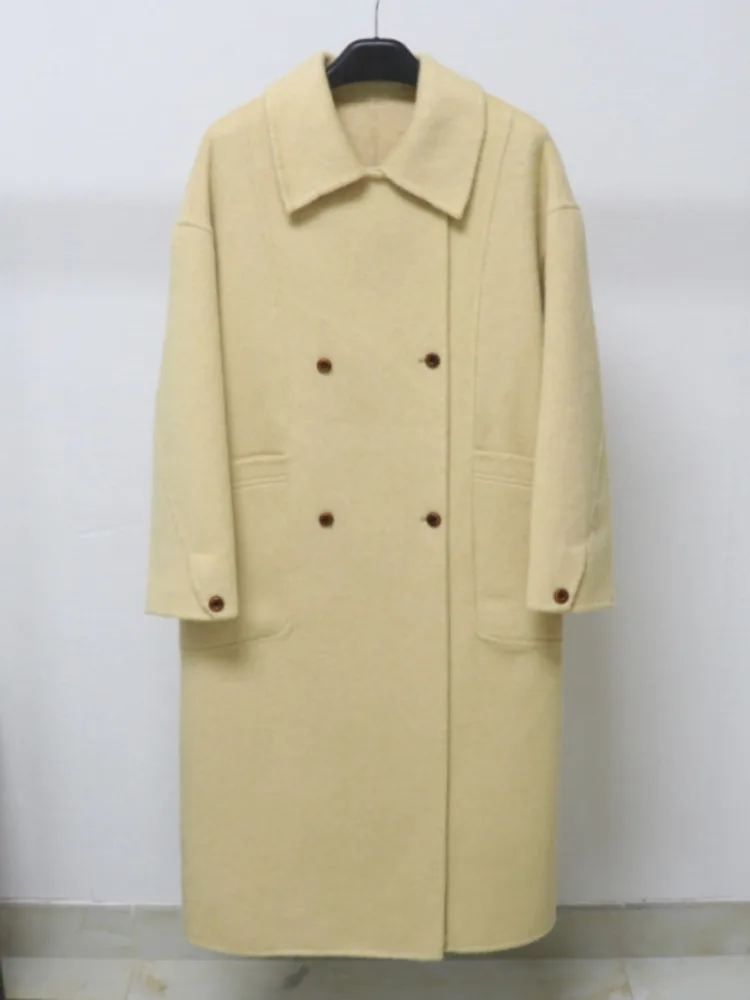 ZMEENNA – manteau en mélange de laine rose pour femme, avec boutons à Double boutonnage, col à revers, élégant et chaud, vêtements d'extérieur d'hiver, ZM4078