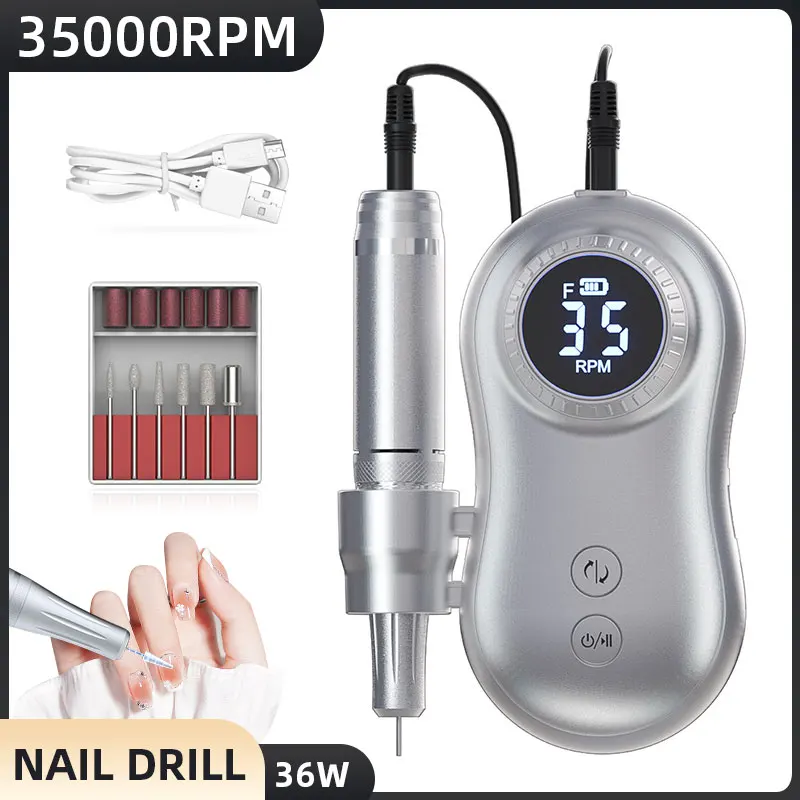 Lijadora de uñas profesional, máquina eléctrica de manicura potente con pantalla LCD, taladro para uñas, herramientas de manicura y pedicura