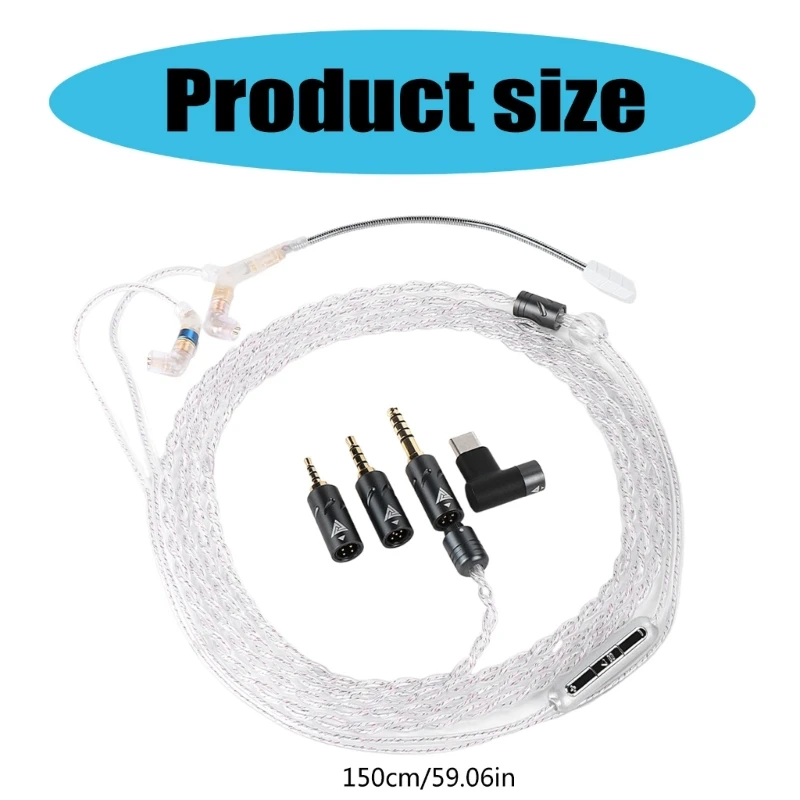 銀製ヘッドフォン ケーブル 2.5 ミリメートル/3.5 ミリメートル/4.4 ミリメートルプラグイヤホン Microp とワイヤーをアップグレード