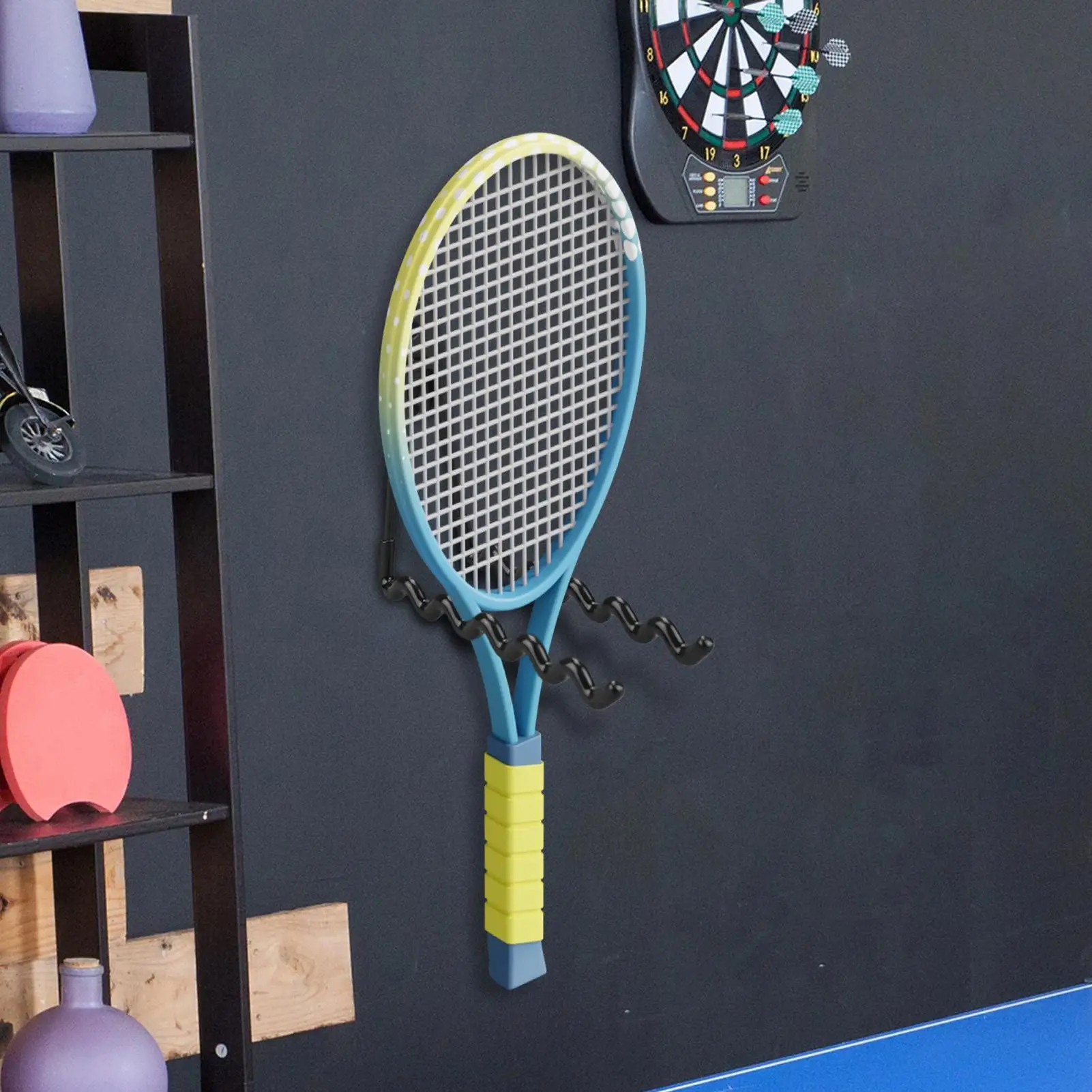 1 pc Wall Mounted Tennis Racket Wall Rack Holder Badminton Rackets Holder Durable Metal Rackets Wall Hook With 2 Screws