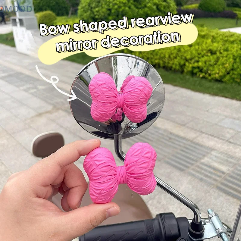 Sweet Bowknot Car Interior Decoration Motorcycle Rearview Mirror Dashboard Ornaments For Woman Gift Car Accessories ﻿